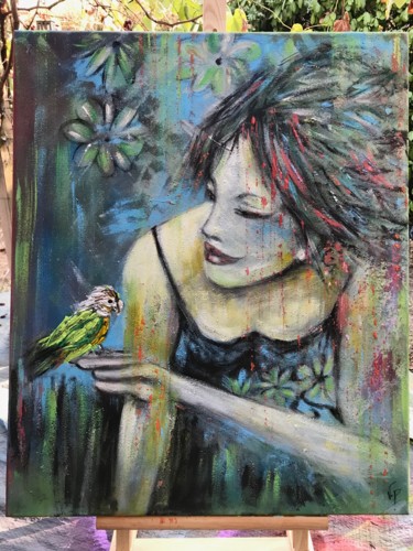 Painting titled "Piou piou..." by Valerie Plansson, Original Artwork, Acrylic