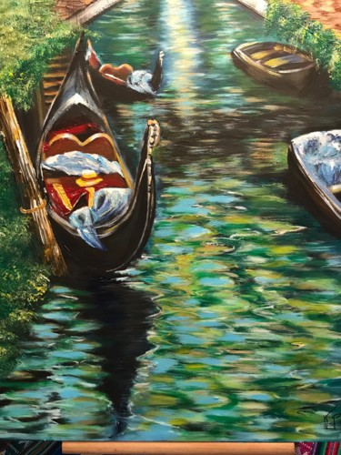 Painting titled "Venise" by Valerie Plansson, Original Artwork, Acrylic