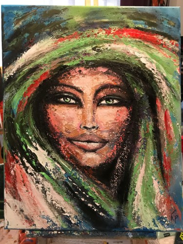 Painting titled "La touareg..." by Valerie Plansson, Original Artwork, Acrylic