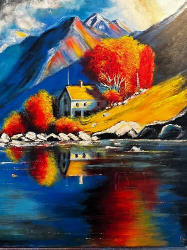 Painting titled "Montagne…" by Valerie Plansson, Original Artwork, Acrylic