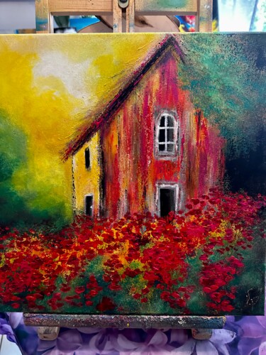 Painting titled "Petite maison…" by Valerie Plansson, Original Artwork, Acrylic