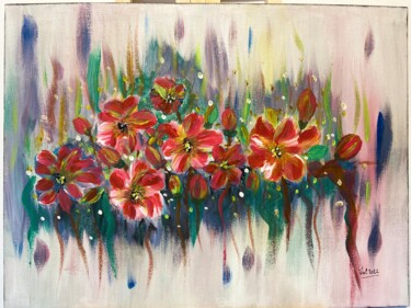 Painting titled "Parterre de fleurs" by Valerie Sagnier (Val'Art), Original Artwork, Acrylic