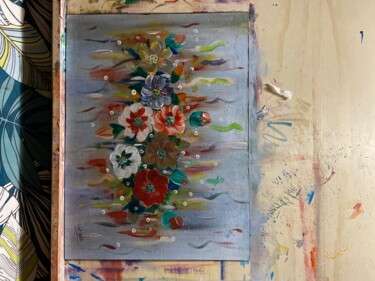 Painting titled "Parterre de fleurs 2" by Valerie Sagnier (Val'Art), Original Artwork, Acrylic Mounted on Cardboard