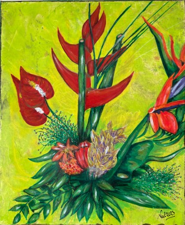 Peinture intitulée "Fleur paradis" par Valerie Sagnier (Val'Art), Œuvre d'art originale, Acrylique Monté sur Châssis en bois