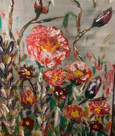 Painting titled "Pivoines" by Valerie Sagnier (Val'Art), Original Artwork, Acrylic Mounted on Wood Stretcher frame