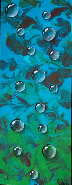 Painting titled "Gouttelettes" by Valerie Sagnier (Val'Art), Original Artwork, Acrylic Mounted on Wood Stretcher frame