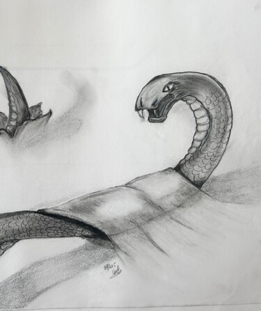 Dessin intitulée "Serpent" par Valerie Sagnier (Val'Art), Œuvre d'art originale, Graphite