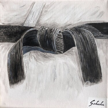 Malerei mit dem Titel "JUDO: Ceinture noir…" von Valérie Schuler, Original-Kunstwerk, Acryl Auf Keilrahmen aus Holz montiert