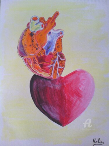 Pittura intitolato "Coeur à Coeur" da Valérie Schuler, Opera d'arte originale, Acrilico