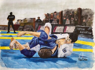 Картина под названием "Jiu-jitsu brésilien" - Valérie Schuler, Подлинное произведение искусства, Акрил