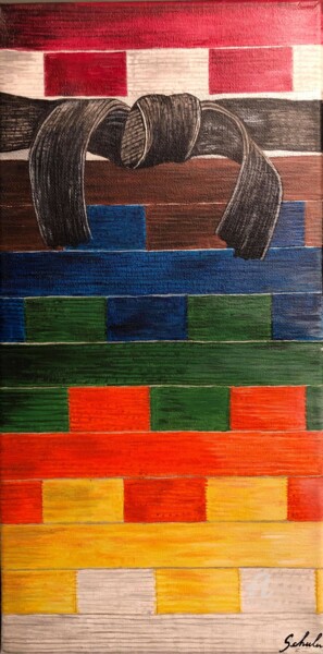 Malerei mit dem Titel "JUDO: Les ceintures…" von Valérie Schuler, Original-Kunstwerk, Acryl Auf Keilrahmen aus Holz montiert