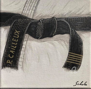 Painting titled "JUDO : La ceinture…" by Valérie Schuler, Original Artwork, Acrylic Mounted on Wood Stretcher frame