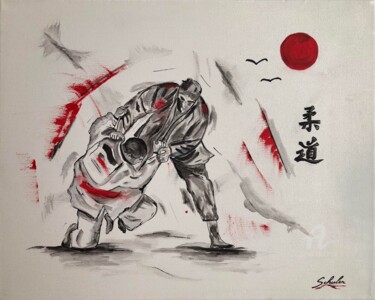 Ζωγραφική με τίτλο "Combat de judo au s…" από Valérie Schuler, Αυθεντικά έργα τέχνης, Ακρυλικό