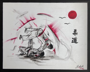 Painting titled "Projection de Judo…" by Valérie Schuler, Original Artwork, Acrylic Mounted on Wood Stretcher frame