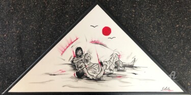 Painting titled "JUJI Judo Jjb" by Valérie Schuler, Original Artwork, Acrylic Mounted on Wood Stretcher frame