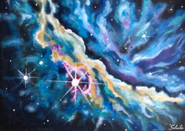Pintura titulada "Nébuleuse d’Orion" por Valérie Schuler, Obra de arte original, Acrílico Montado en Bastidor de camilla de…