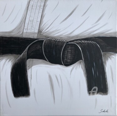 Painting titled "Ceinture noire dans…" by Valérie Schuler, Original Artwork, Acrylic Mounted on Wood Stretcher frame