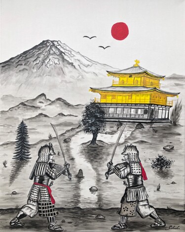 Pintura intitulada "Le samouraï III" por Valérie Schuler, Obras de arte originais, Acrílico Montado em Armação em madeira