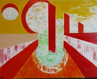 Painting titled "AROUND THE SUN" by Valérie Simonet, Original Artwork, Acrylic