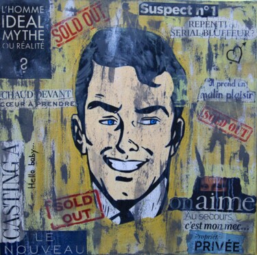 Collages titled "Sold Out" by Valérie Weiland (VALpapers), Original Artwork, Collages Mounted on Wood Stretcher frame