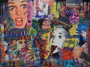 Collages intitulée "What's up ?" par Valérie Weiland (VALpapers), Œuvre d'art originale