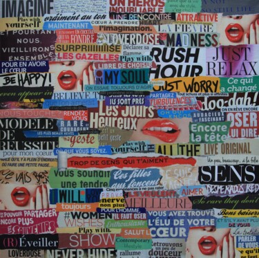 Collages intitulée "Kiss me" par Valérie Weiland (VALpapers), Œuvre d'art originale