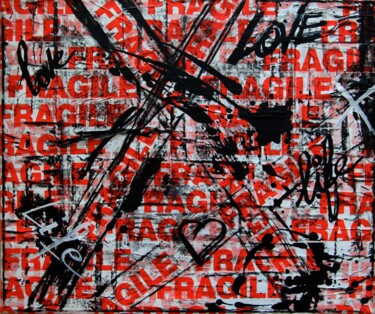 Collagen mit dem Titel "Fragile" von Valérie Weiland (VALpapers), Original-Kunstwerk, Collagen