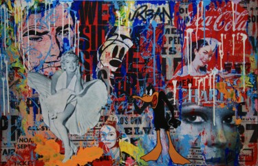 Collages intitolato "Buzz Stop" da Valérie Weiland (VALpapers), Opera d'arte originale, Collages Montato su Telaio per barel…