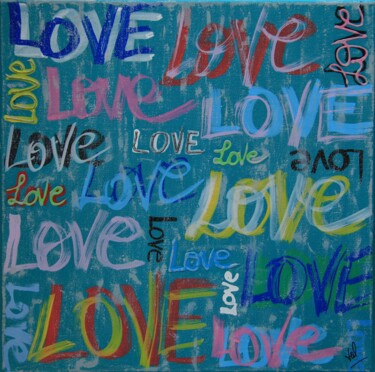 Painting titled "Love Actually" by Valérie Weiland (VALpapers), Original Artwork, Acrylic Mounted on Wood Stretcher frame