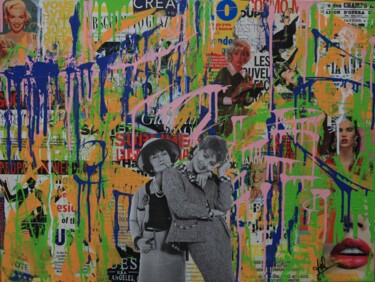 Collages titled "I don't care" by Valérie Weiland (VALpapers), Original Artwork, Collages Mounted on Wood Stretcher frame
