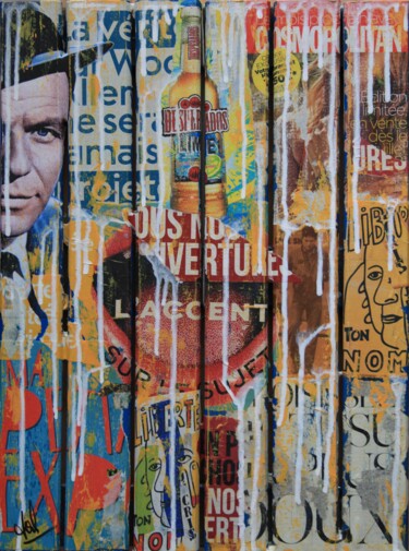Collages getiteld "Palissade 1" door Valérie Weiland (VALpapers), Origineel Kunstwerk, Collages Gemonteerd op Houten paneel