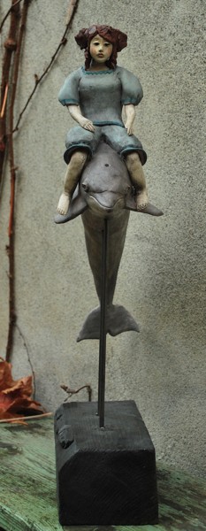 Escultura titulada "Le voyage du dauphin" por Valérie Zahonero, Obra de arte original, Arcilla