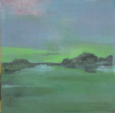 Malerei mit dem Titel "Paysage vert" von Valérie Chrétien, Original-Kunstwerk, Acryl