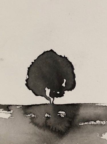 Dessin intitulée "arbre noir" par Valérie Chrétien, Œuvre d'art originale, Encre