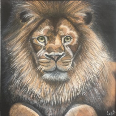 Drawing titled "Le lion" by Valerie Cipollina, Original Artwork, Pastel