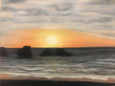 Dessin intitulée "coucher de soleil s…" par Valerie Cipollina, Œuvre d'art originale, Pastel