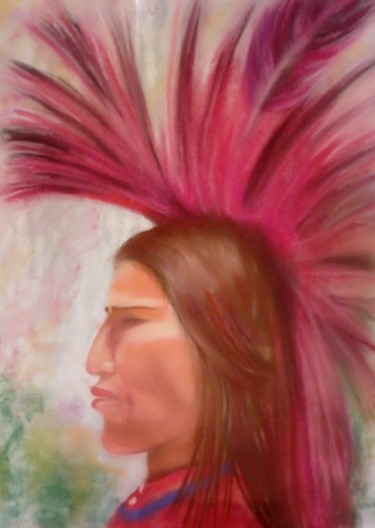 Dessin intitulée "Indien rose" par Valerie Cipollina, Œuvre d'art originale, Pastel