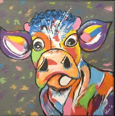 Painting titled "vache folle" by Valerie Cipollina, Original Artwork, Acrylic