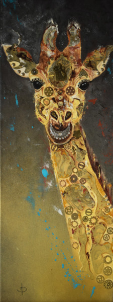 Painting titled "Le langage Girafe" by Valérie Domenjoz, Original Artwork, Acrylic