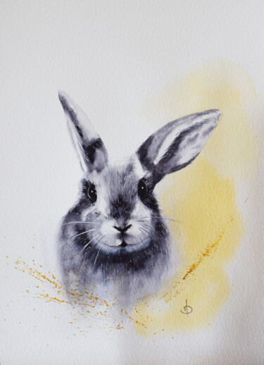 Painting titled "Lapinlapin" by Valérie Domenjoz, Original Artwork, Watercolor