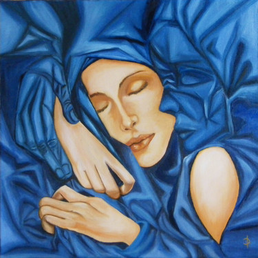 Peinture intitulée "Dans les bras de Mo…" par Valérie Domenjoz, Œuvre d'art originale, Huile