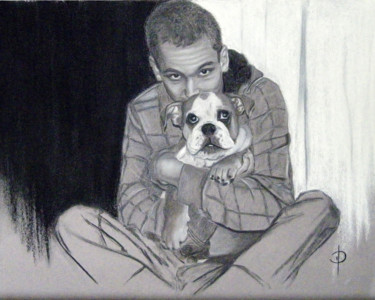 Drawing titled "Max et Gibbs" by Valérie Domenjoz, Original Artwork, Pastel