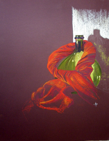 Dessin intitulée "Le foulard" par Valérie Domenjoz, Œuvre d'art originale, Pastel