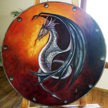 Peinture intitulée "Ying-long (dragon a…" par Valérie Domenjoz, Œuvre d'art originale, Huile