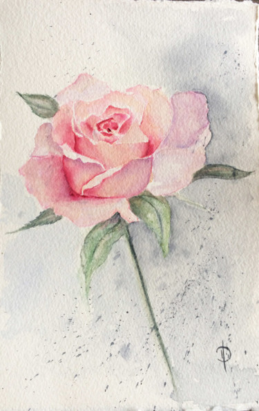 Peinture intitulée "Rose rose" par Valérie Domenjoz, Œuvre d'art originale, Aquarelle