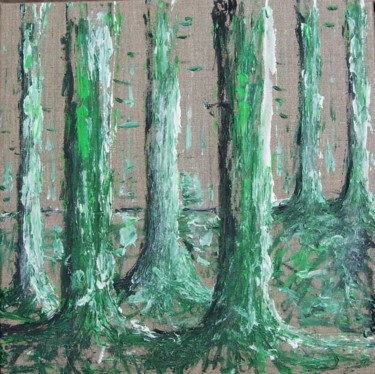 Painting titled "Sous bois printemps…" by Valérie Eymeric, Original Artwork