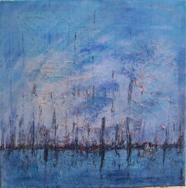 Painting titled "Les mâts, ciel d'az…" by Valérie Eymeric, Original Artwork