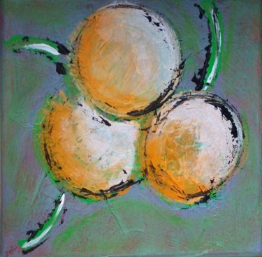Peinture intitulée "Cerises oranges, Or…" par Valérie Eymeric, Œuvre d'art originale