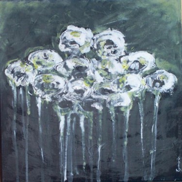 Peinture intitulée "Bouquet,  roses bla…" par Valérie Eymeric, Œuvre d'art originale