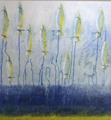Peinture intitulée "Parasols, Baie des…" par Valérie Eymeric, Œuvre d'art originale, Acrylique